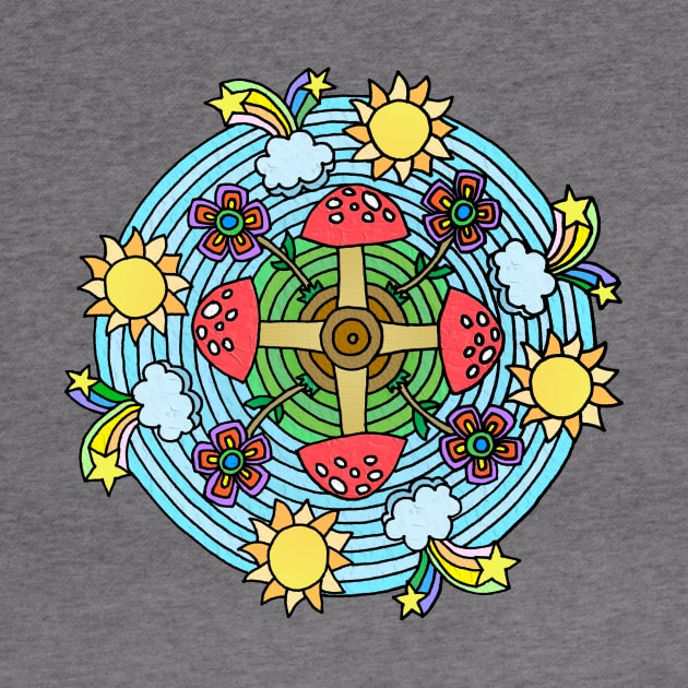 Mushroom & Rainbow Themed Mandala by gorff